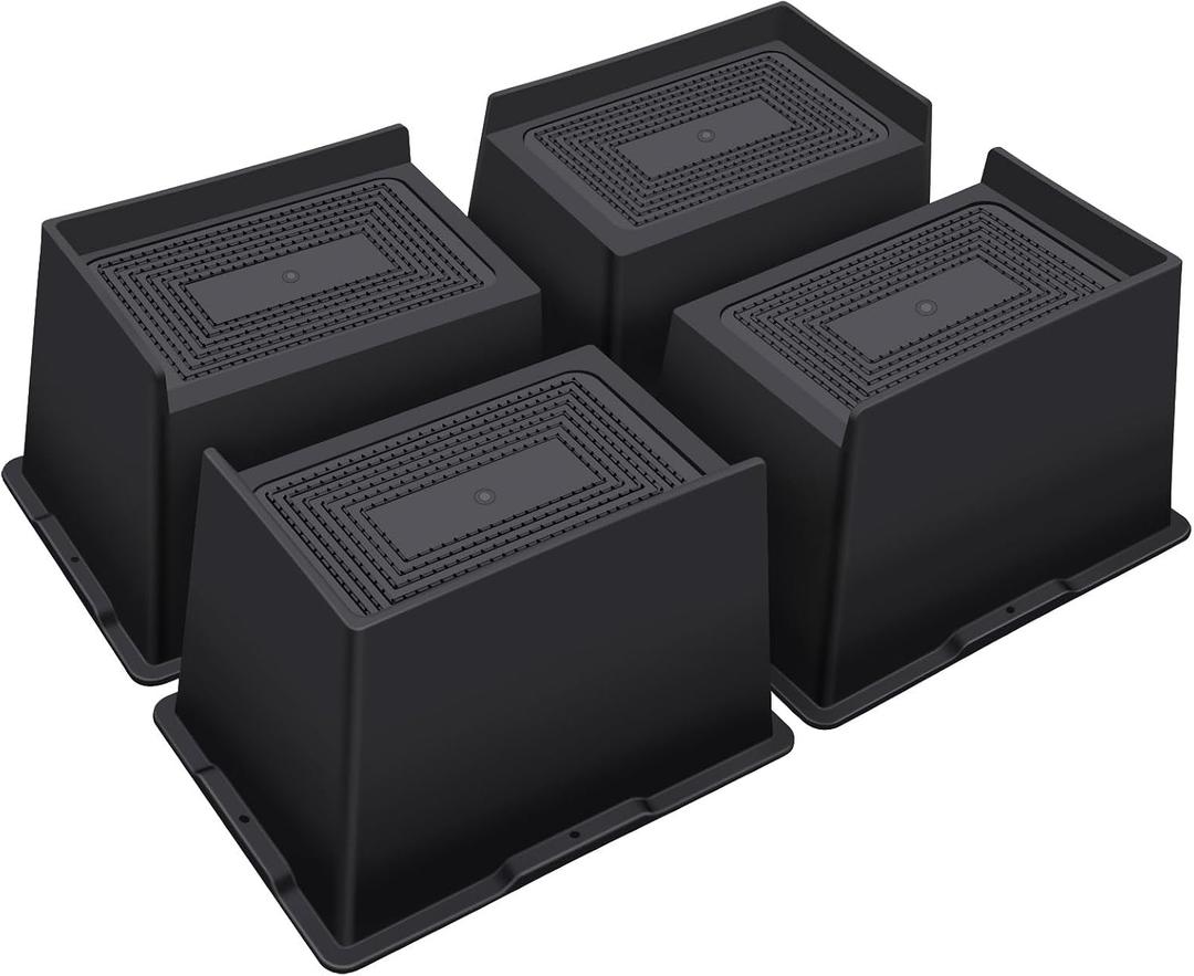 ANNKUT Bed Risers 5 Inch Heavy Duty,Oversized Couch Risers, Extra Wide Furniture Risers for Sofa Table Desk Headboard Chair Lifting,Rectangle Risering Blocks Support 6000 lbs(4 Pack Black)