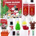 JOICEE Christmas Taba Squishy Kit, DIY Xmas Squishy Making Kit 18OZ AB Liquid Silicone with Xmas Tree Stocking Snowman Reindeer Molds for Make Your Own Christmas Soft Squishies Party Favors Gifts