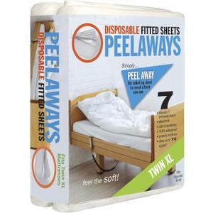 Peelaways Waterproof Disposable Bed Sheets  As Seen On Shark Tank | 7-Layer Absorbent Wellness Sheets for Elderly, Homecare, Hospital Use and Travel (Twin XL  7 Layers  80" x 39" x 9", White)