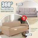 Stretch Couch Cover Washable Sofa Slipcover Furniture Protector with Non Skid Foam and Elastic Bottom for Kids, Dog(Large/Camel)
