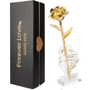 Gold Rose 24K Plated Gold Dipped Rose,Genuine One of a Kind - Forever Flower -Preserved Rose,Romantic Gift for Valentine's Day and Mothers Day, Anniversary, Birthday,Gifts for Her,Wife,Girlfriend
