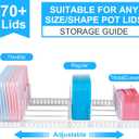 X-cosrack Expandable Food Container Lid Organizer,Large Capacity Adjustable 10 Dividers Detachable Lid Organizer Rack for Cabinets, Cupboards, Pantry Shelves, Drawers to Keep Kitchen Tidy,White