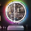20 inches Round LED Bathroom Mirror, Wall Mounted, Front Lights (3 Colors) & RGB Backlit, Anti-Fog, Smart Light up, Circle Mirror, 20Inch Vanity Mirror, Rainbow