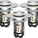 Hibbent 3 Pack Upgraded 3 in 1 Bathroom Sink Drain Strainer, Universal Pop Up Stopper with Removable Stainless Steel Filter Basket Hair Catcher, Sink Plug for 1.1''~2.36'' Basin, Brass Core, Chrome