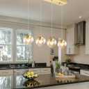 ykolupty Chandeliers for Dining Room Gold Dining Room Lights Fixture Over Table Glass Globe Pendant Lights Kitchen Island Adjustable Hanging Lamp Ceiling for Bedroom Entryway Foyer
