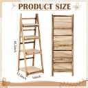 Wooden 4-tier Foldable Ladder Shelf, Light Oak Wedding Treat Gift Stand, 45.5 x 16 x 13.5 Inch
