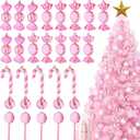Lanpn 30 Pcs 4.5" Candy Cane Christmas Decorations, Peppermint Candies Xmas Tree Ornaments, Mini Pink White Lollipop Candy Canes, Plastic Crutch Pendant Hanging Decor Candyland Holiday Indoor Outdoor