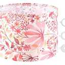 GO&SO 1 Pack Drum Large Lamp Shade, Red Leaf Printed Pattern Design, 16" x16" x12", 1.65" Spider E27 Base, DIY Assembly with Multi-Adapter (E26/ E14/ 10mm), Ideal for Table/ Floor Lamps/ Pendant Lighting