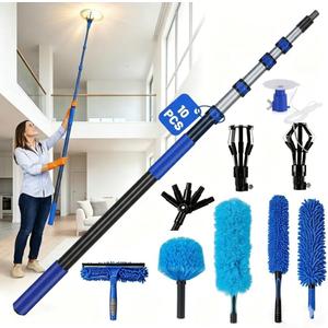 Light Bulb Changer for High Ceilings with Pole, 20FT Reach, Chandelier Kit (Blue)