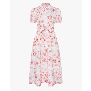 GRACE KARIN Women's 2025 Summer Floral Flowy Dresses Boho Tie Belt Short Puff Sleeve A Line Maxi Shirt Dress with Pocket XL