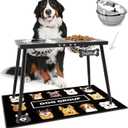 Metal Elevated Dog Bowls, 17in Tall Raised Dog Bowl Stand, Dogs Raised Stand with 3000ml Stainless Steel Bowls and Sprill Proof Mat for Extra Large Breeds (Black-XX)