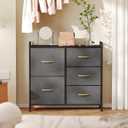 ROMOON Dresser for Bedroom, Storage and Organizers for Closet with 5 Drawers, Small Fabric Dresser and Chests of Drawers for Kids Bedroom, Nursery, Living Room, Hallway (Dark Grey)