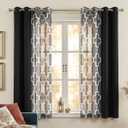 4-Piece Mix and Match Curtain Set, Black, 27" W x 63" L Each