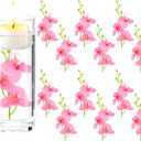 LARDUX ARDUX (12 Pieces) Artificial Flowers for Floating Candles Mini Artificial Orchid Flower Vase Fillers for Wedding Dinning Table Party Home Bar Restaurant Decoration (Pink)