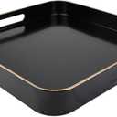 Black Square Decorative Tray with Handles, 13"*13" Versatile Serving Tray for Coffee Table, Ottoman, Ideal for Serving, Displaying, Organizing