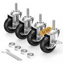 HOLKIE Caster Wheels 3 inch Locking Stem Casters, 5/16" -18 x 1-1/2" (Stem Diameter 5/16", Stem Length 1-1/2") Threaded Stem Casters Swivel Casters Set of 4 Heavy Duty Castors Black