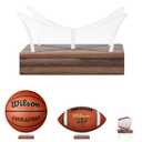 Acrylic Basketball Display Stand with Walnut Wood Base, Basketball Holders for Balls, Non-Slip Stand for Footbal, Soccer, Baseball, Golf Balls, Tennis Balls - Elegant Collector’s Display Case Solution