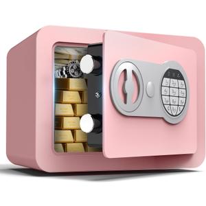 Small Safes for Home Small Safe Box Mini Safe with Coin Slot Personal Safes for Money Cash Documents Kids Safety Box with Digital Keyboard & Sensor Light Caja Fuerte Para Dinero 0.23 Cubic (pink)