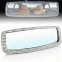 Bling Rhinestone Rearview Mirror, Car Interior Clip-on Rear View Accessories Decorations Panoramic Rear View Mirror with Bling Rhinestones Crystal Diamonds Edge for SUV, Truck