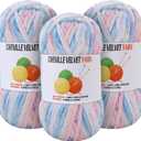 3 * 100g Velvet Chenille Chunky Yarn for Crocheting, Handcrafts Weaving Soft Chenille Yarn for Crocheting Clearance, Used for Making Baby Yarns Blanket, Clothes, Knitting Creations (Colorful - B)