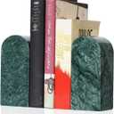 Koville Indian Natural Marble Bookends for Shelves, Decorative Book Ends, 7lbs Heavy-Duty Marble Book Holders, Bookshelf Apartment Decor for Normal Books/CD/Video Games(Indian Green)