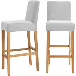 Velvet Chair Covers for Pub Chairs,Counter Stool Slipcovers, Stretch Bar Stool Chair Covers Pack of 2 (Sliver)