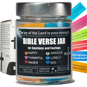 Bible Verse Jar,Read Me When Emotion Jars,Christian Gifts For Women Men Mom Dad,Daughter Son,Religious gifts,Birthday Gifts,Scripture Prayer Hope Jar,Baptisms,Bible Stuf,Bible Study Supplies