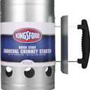 KINGSFORD Heavy Duty Deluxe Charcoal Chimney Starter | BBQ Chimney Starter for Charcoal Grill and Barbecues, Compact Easy to Use Chimney Starters and BBQ Grill Tools, Silver (1 Count)