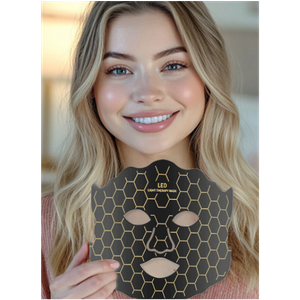 Yahi Red Light Photon Facial & Neck Mask with Remote Control, 7 Custom Modes with Infrared, Portable & Rechargeable with Timer for Home Use, 175 High-Density Light Beads, Black