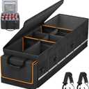 Car Trunk Organizer and Storage with Lid & Removable Leakproof Cooler Bag, Car Accessories 6 Removable Dividers for Custom Space, Collapsible Large Trunk Organizers Interior for SUV Sendan with Cover (Black)