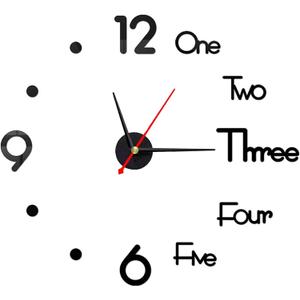 10-20 Inch DIY Wall Clock 3D Frameless Silent Non Ticking, Black Round Battery Operated Modern Wall Clocks for Living Room Bedroom Office Home and Kitchen