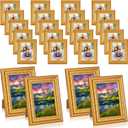 Remerry 24 Pieces 3.5 x 5 Picture Frame Beaded Gold Frames Vintage Ornate Photo Simple Modern Tabletop Holder Place Card for Christmas Wedding Home Decor