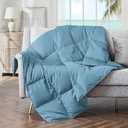 Puredown® Upgraded Feather Down Throw Blanket – 12oz Enhanced Filling for Better Warmth & Comfort, Lightweight & Packable, 50"X70", Blue