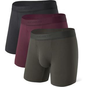 DAVID ARCHY Mens Underwear Boxer Briefs Ultra-Soft Modal Breathable Comfortable with Fly Boxer Briefs for Men 3 Pack(XL,Black/Olive Green/Dark Purple)