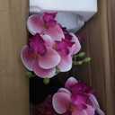 Oairse Pink Orchids Artificial Flowers Faux Orchid Arrangement with Black Glass Vase Set of 2 Real Touch Phalaenopsis Orchid Flowers Orchid Centerpiece for Dining Room Table