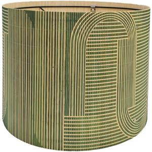 Rustic lamp Shade Bamboo with Decorative Green Geometric Figure Drum lamp shade for table lamps and floor lamps Ideal for Living Room Bedroom Easy Assemble Size 11.8 * 9.05Inch (Art Deco B)