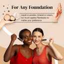 Keshima Foundation Brush Flat Top Kabuki - Premium Foundation Brush for Liquid Makeup, Cream, and Powder - Buffing, Blending, and Face (Regular Size, White)