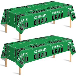 OHOME Graduation Decorations Class of 2026 2027 - Graduation Party Decorations - Plastic Green Tablecloth for Class of 2026 - Party Favors Supplies Banner Backdrop,2 Pack