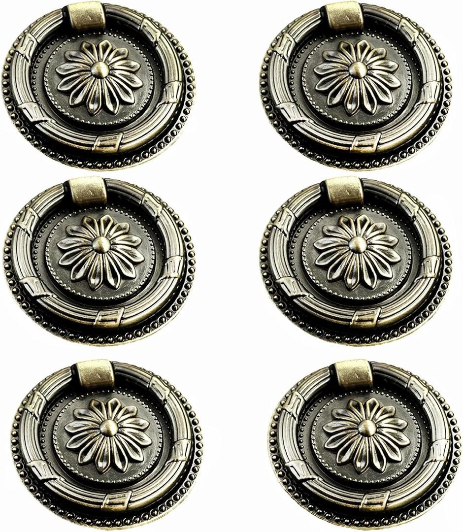 Drop Ring Handles Dresser Ring Pull Brass Oil-Rubbed Bronze 2 inch Diameter Cabinet Cupboard pulls Drawer Ring Handle knob 6Pcs