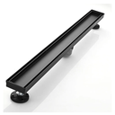 Linear Shower Floor Drain, Black 30 Inch 304 Stainless Steel Bathroom Drains Kit, Rectangular Shower Trench Drain with Reversable Tile-in Pattern Drain Cover & Hair Catcher