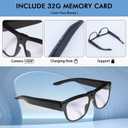 Camera Glasses Smart Video Glasses,HD 1080p Recording Outdoor Sport Glasses with Camera Wearable Eyeglass Built-in 32G Memory CardPerfect for Outdoor Travel, Driving, and Hiking.