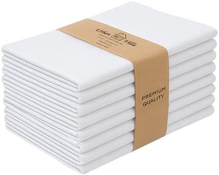 Urban Villa Flour Sack White Kitchen Towels 100% Cotton Highly Absorbent Dish Towels for Bread Proofing Baking Drying Dinnerware Glass Embroidery DIY Projects Zero Lint 27x27 Inches (8 Pack)