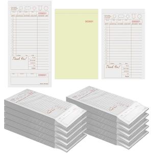 Qilery 3000 Sheets 3 Part Guest Check Pads Server Note Paper Carbonless Tan and White Guest Check Book Loose Order Pads for Servers Waiter Food Receipt for Restaurant Waitress, 10 Pcs, 100 Forms/pad