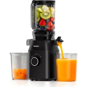 Juicer Machines, Cold Press Juicer with 4.3" Large Feed Chute Fit Whole Fruit and Vegetable, Masticating Machine with Juice Recipe, Self Feeding Effortless for Batch Juicing,Easy to Clean,Black