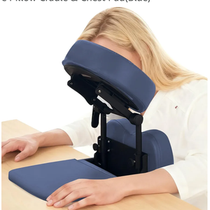 TOROKOM Massage Portable Face Down Massage Kit for Desk and Table Top, Adjustable Headrest Face Pillow Cradle & Chest Pad(Blue)