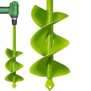 TCBWFY Garden Planting Auger 3x12Inch, Heavy Duty Extensive Spirals, Rapid Speed Transfer Soils to Edge, Solid Shaft with Thickened Spirals