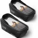 Lamicall 2 Pack Bike Frame Bag Waterproof - [1s Release] [2 in 1] Bike Phone Bag, Bike Phone Holder Mount, Bicycle Top Tube Bag, Cycling Pouch with Rain Cover, Bike Accessories for Phones Under 7"