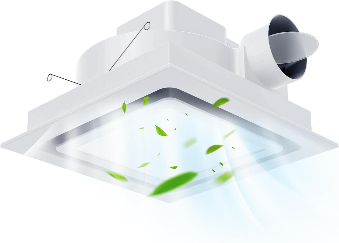 12" Ultra Quiet Bathroom Exhaust Fan with 6500K LED Light, 1.0 Sone 120 CFM, 10x10 Mount, 1500 LM Ceiling Ventilation Fan, Energy Efficient (3500K LED-W)