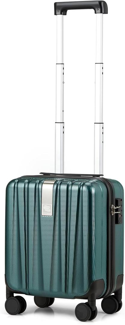 Hanke 14 Inch Underseat Carry On Luggage with Wheels Hard Shell Suitcases Lightweight Small Luggage for Weekender Mini Suitcase Carry On Bag Travel Luggage for Travel Rolling Suitcase (Blackish Green)