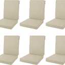 Outdoor Chair Cushions 20x20, Water-Resistant & Fade-Resistant, Patio Furniture Lawn Dining Chair Seat Replacement with High Back, Ties Zipper, Removable Cover, Set of 6, Natural, 20" x 20" 6 Pack